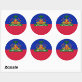 Sticker Rond Drapeau haïtien et armoiries d'Haïti (Feuille)