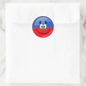 Sticker Rond Drapeau haïtien glacé rond souriant (Sac)