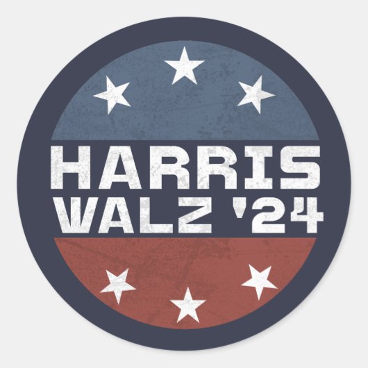 Sticker Rond Drapeau Harris Walz 2024 Campagne USA (Devant)