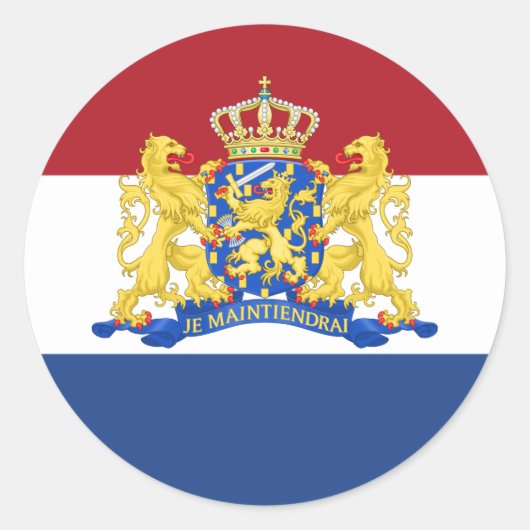Sticker Rond Drapeau hollandais et armoiries, Drapeau du Pays-B (Devant)