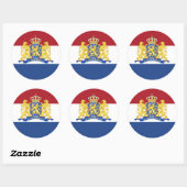 Sticker Rond Drapeau hollandais et armoiries, Drapeau du Pays-B (Feuille)