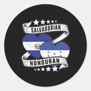 Sticker Rond Drapeau hondurien du Salvador Honduras Y El Salvad