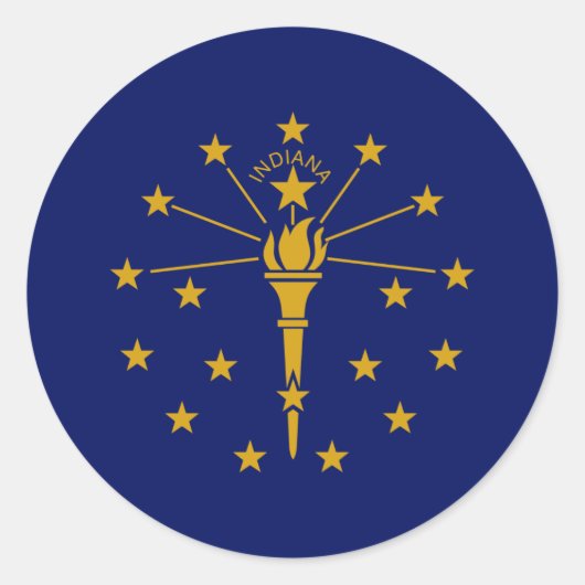 Sticker Rond Drapeau Hoosier, Drapeau de l'Indiana (Devant)