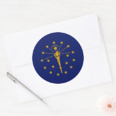 Sticker Rond Drapeau Hoosier, Drapeau de l'Indiana (Enveloppe)