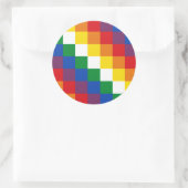 Sticker Rond Drapeau Huipala/Wipala. Qulla Suyu, une andine. Bo (Sac)