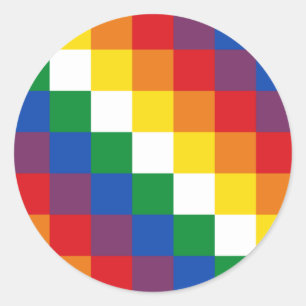 Sticker Rond Drapeau Huipala/Wipala. Qulla Suyu, une andine. Bo