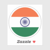 Sticker rond Drapeau Inde (Feuille)
