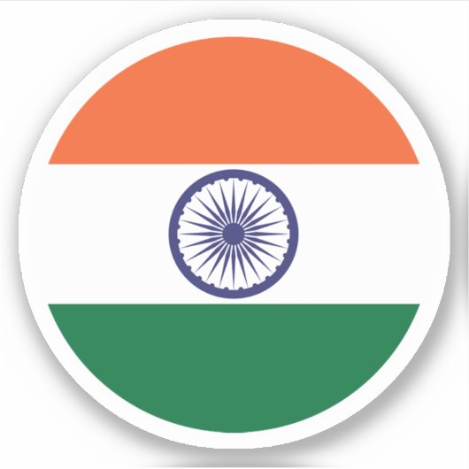 Sticker rond Drapeau Inde (Devant)