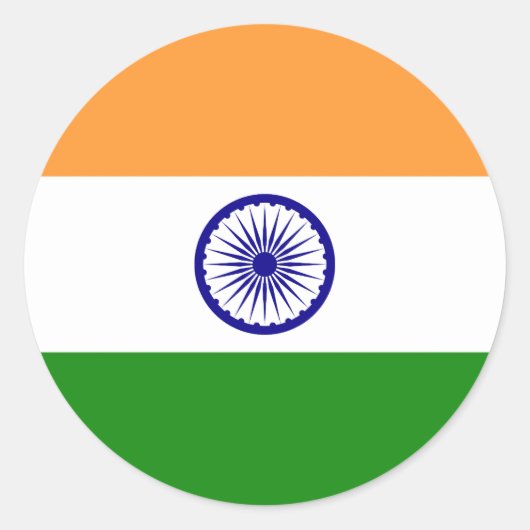 Sticker Rond Drapeau Inde (Devant)