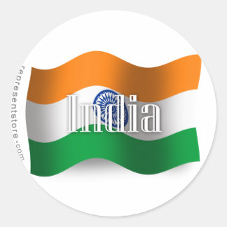 Sticker Rond Drapeau indien