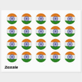 Sticker Rond DRAPEAU INDIEN avec effet brosse (Feuille)