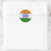 Sticker Rond DRAPEAU INDIEN avec effet brosse (Sac)
