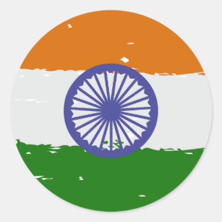 Sticker Rond DRAPEAU INDIEN avec effet brosse