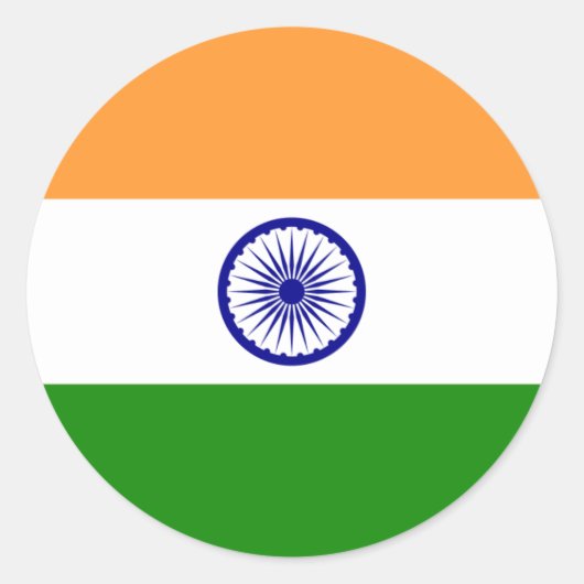 Sticker Rond Drapeau indien, Drapeau de l'Inde (Devant)