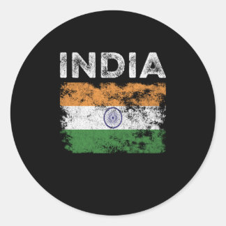 Sticker Rond Drapeau indien en état de détresse - Drapeau indie