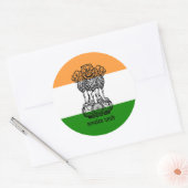 Sticker Rond Drapeau indien et armoiries de l'Inde (Enveloppe)