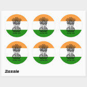 Sticker Rond Drapeau indien et armoiries de l'Inde (Feuille)