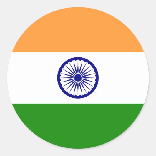 Sticker Rond Drapeau Indien - Image de haute qualité (Devant)