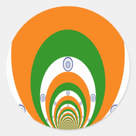 Sticker Rond Drapeau indien Kaleidoscope : Unité et patriotisme (Devant)