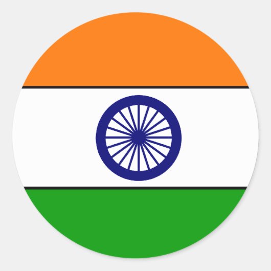 Sticker Rond Drapeau indien T-shirts et cadeaux (Devant)