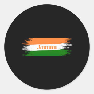 Sticker Rond Drapeau Indiens de Jammu City Vacances à domicile 