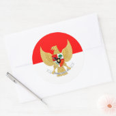 Sticker Rond Drapeau indonésien et Emblème national, Indonésie (Enveloppe)