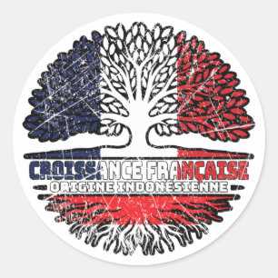 Sticker Rond Drapeau indonésien français des racines d'arbres
