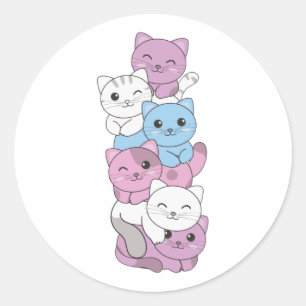 Sticker Rond Drapeau Intersexe Fierté Chat Lgbtq Cute Chat Clas