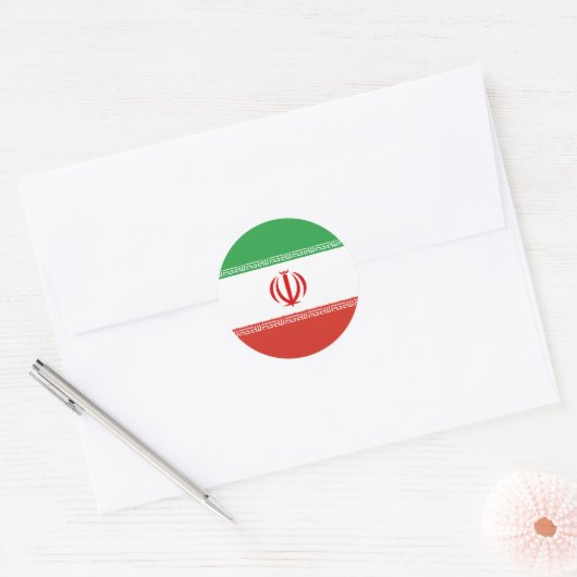 Sticker Rond Drapeau iranien (Enveloppe)