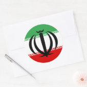 Sticker Rond Drapeau iranien et emblème national, Drapeau irani (Enveloppe)