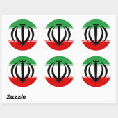 Sticker Rond Drapeau iranien et emblème national, Drapeau irani (Feuille)