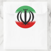 Sticker Rond Drapeau iranien et emblème national, Drapeau irani (Sac)