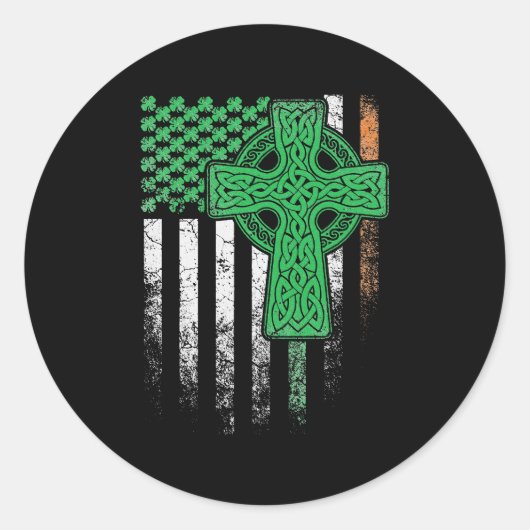 Sticker Rond Drapeau irlandais américain Irlande JOUR DE LA SAI (Devant)