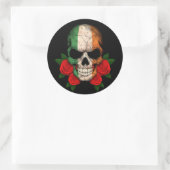 Sticker Rond Drapeau irlandais avec des roses rouges (Sac)