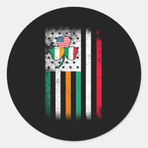 Sticker Rond Drapeau irlandais Italien Américain Irlande Italie