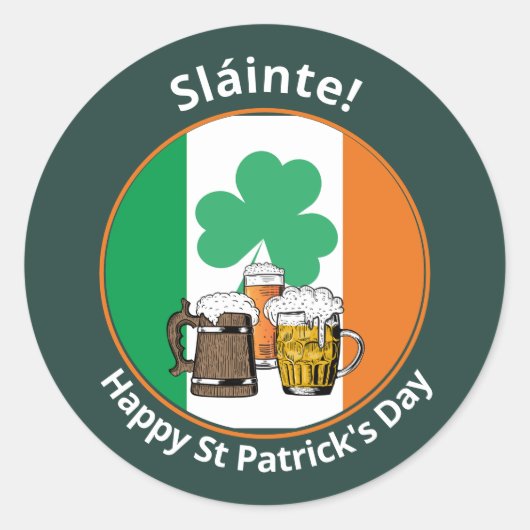 Sticker Rond Drapeau irlandais Jour de la Saint Patrick (Devant)