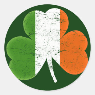 Sticker Rond Drapeau irlandais Shamrock classique