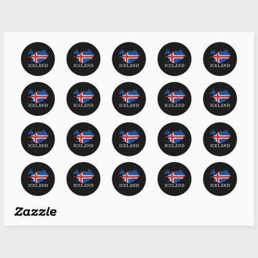 Sticker Rond Drapeau Islande (Feuille)