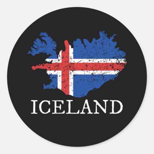 Sticker Rond Drapeau Islande (Devant)