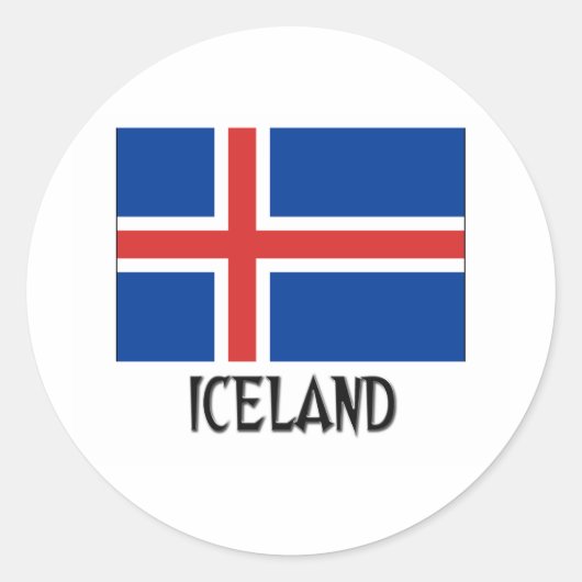 Sticker Rond Drapeau Islande (Devant)