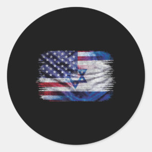 Sticker Rond Drapeau Israélien Américain Fierté Israël Usa Pour