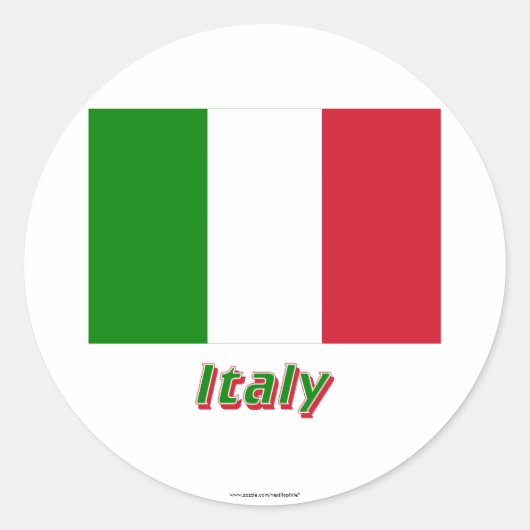 Sticker Rond Drapeau Italie avec nom (Devant)