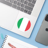 Sticker rond drapeau italien (Ordinateur portable avec iPhone)