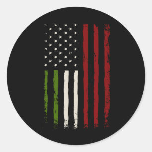 Sticker Rond Drapeau Italien Américain Italie Patrimoine Amériq