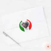 Sticker Rond Drapeau italien d'amour Cœur (Enveloppe)