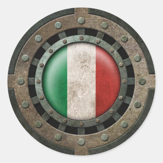 Sticker Rond Drapeau italien en acier industriel Graphique (Devant)