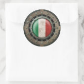 Sticker Rond Drapeau italien en acier industriel Graphique (Sac)