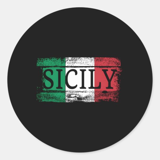 Sticker Rond Drapeau Italien I Sicile Italie (Devant)