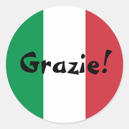 Sticker Rond Drapeau italien Merci Grazie! (Devant)