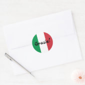 Sticker Rond Drapeau italien Merci Grazie! (Enveloppe)